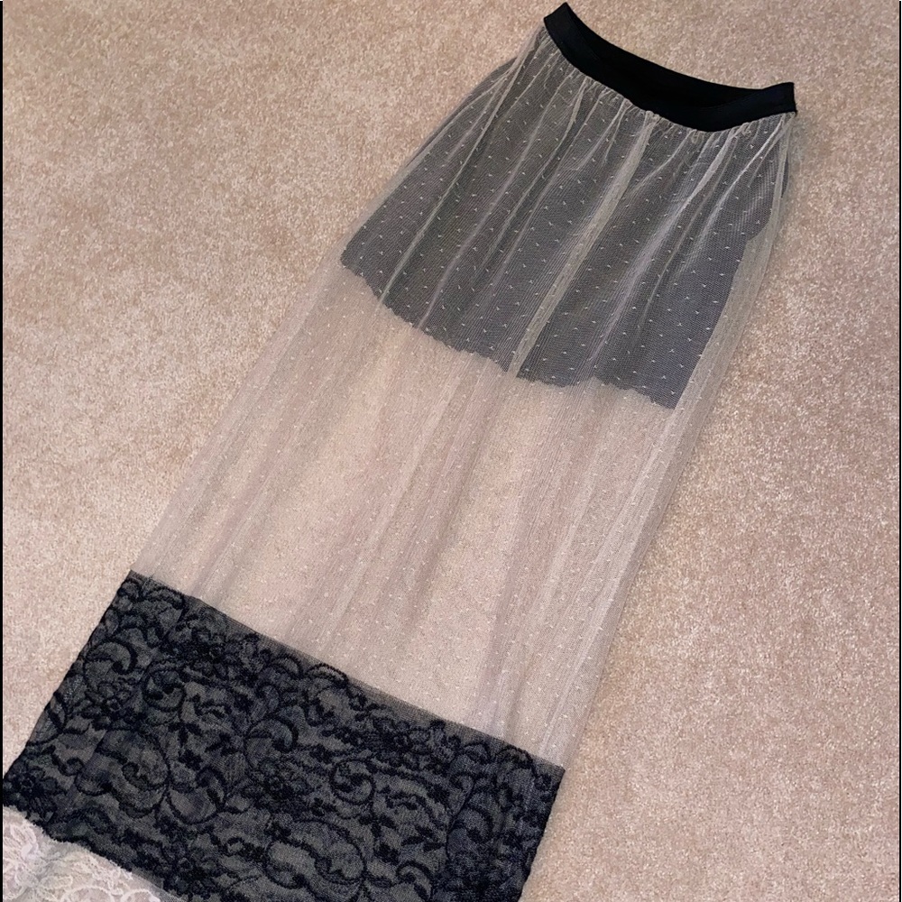 Zara lace overlay maxi skirt